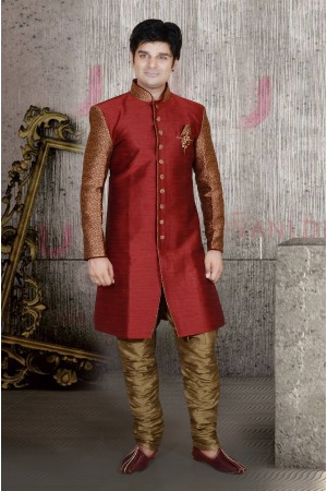 Designer Maroon Indo Western Sherwani